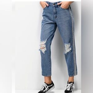 Empyre Eileen Distressed with Checkered Side Detail Ankle Jeans - 5